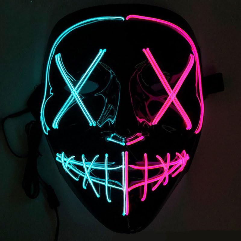Halloween Cosplay LED Light Up Hacker Purge Mask EL Party Supplies Carnival Festival Party Mask