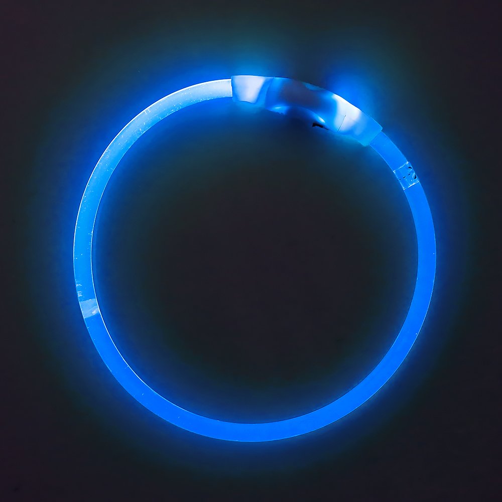 BSEEN Light Up Dog Collar, High Visibility LED Dog Collar Rechargeable- Rainproof TPU Cuttable Glowing Pet Collar for Small Dogs & Cats - Puppy Safety Lights for Night Walking (XS- Blue 40cm)
