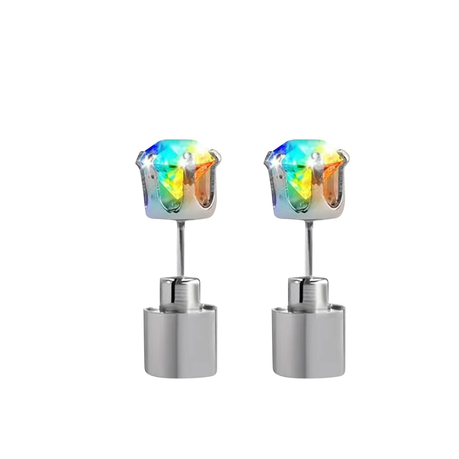 Light Up Earrings, Flashing Blinking Studs - Shiny Glowing Crown Shape Stud LED Earrings for Wedding Rave Dance Party Night Out, Jewelry Gifts for Women Men Girlfriend Boyfriend