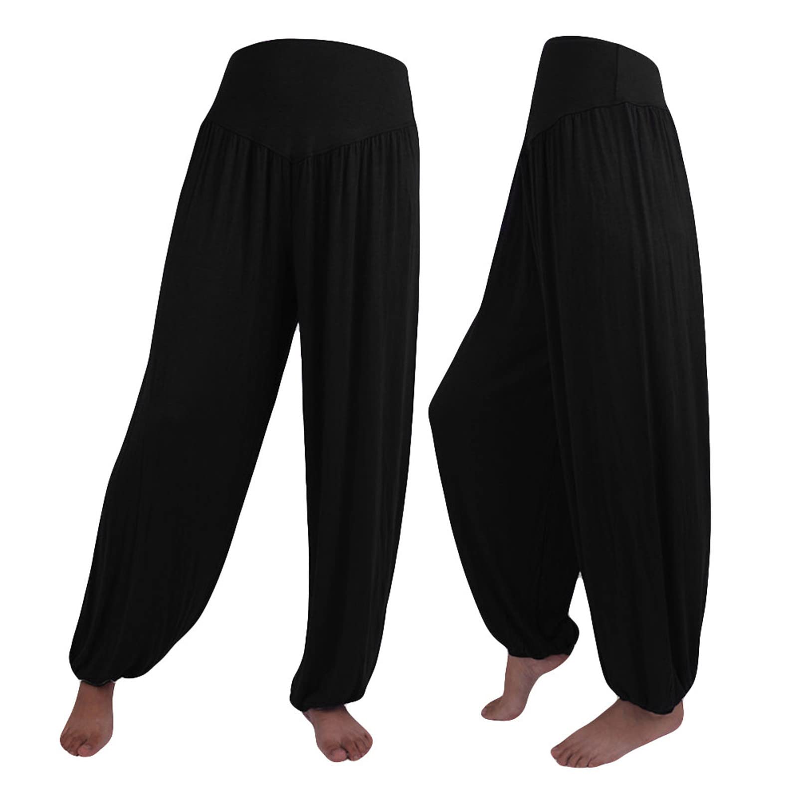 Women Fashion Solid Loose Harem Pants Capri Baggy Pants Casual Cotton Long Pants Wide Leg Palazzo Yoga Lounge Trousers