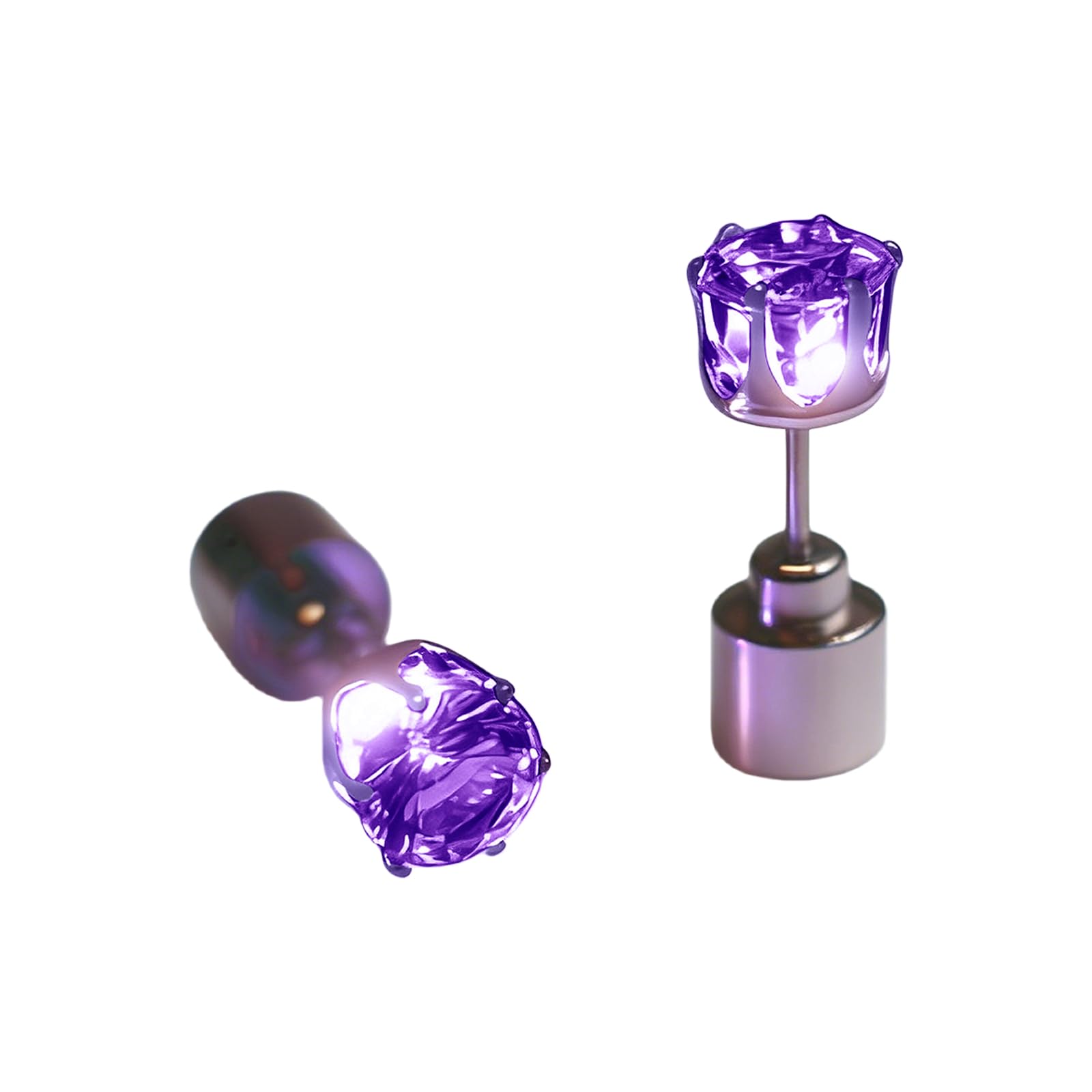 Light Up Earrings, Flashing Blinking Studs - Shiny Glowing Crown Shape Stud LED Earrings for Wedding Rave Dance Party Night Out, Jewelry Gifts for Women Men Girlfriend Boyfriend