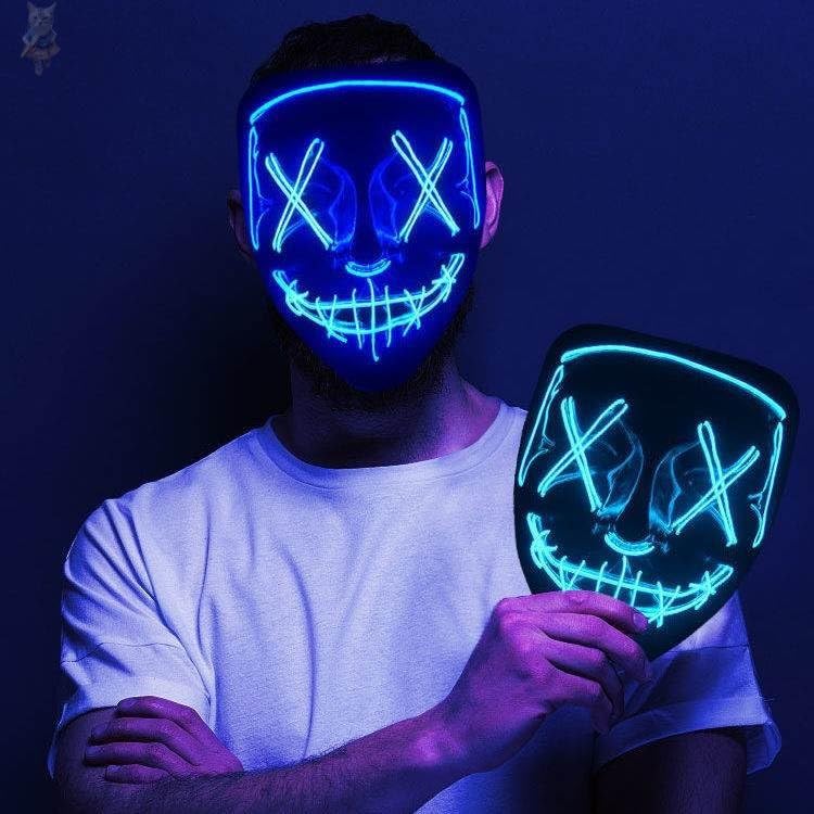 Halloween Cosplay LED Light Up Hacker Purge Mask EL Party Supplies Carnival Festival Party Mask
