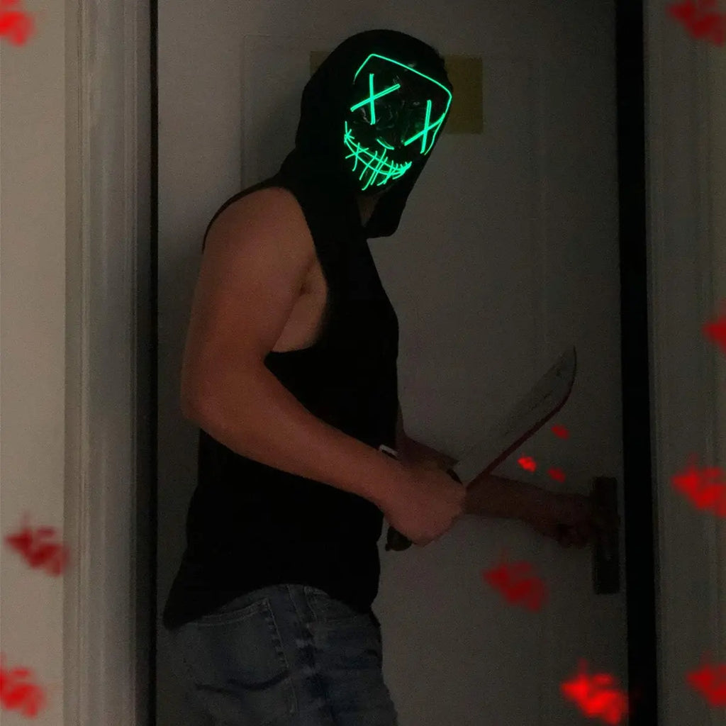 Halloween Mask LED Light-Up Mask for Cosplay, Festival, Masquerade Party, Scary Glow Mask for Carnival, Costume, Halloween 2024 (Color Will Send Randomly!)