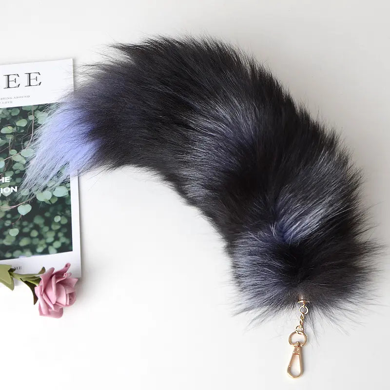 Fox Tail Keychain - Fluffy Faux Fur Anime Cosplay Accessory with Adjustable Hook for Bags Rave Festival Kawaii Gothic Bag Charm Pendant