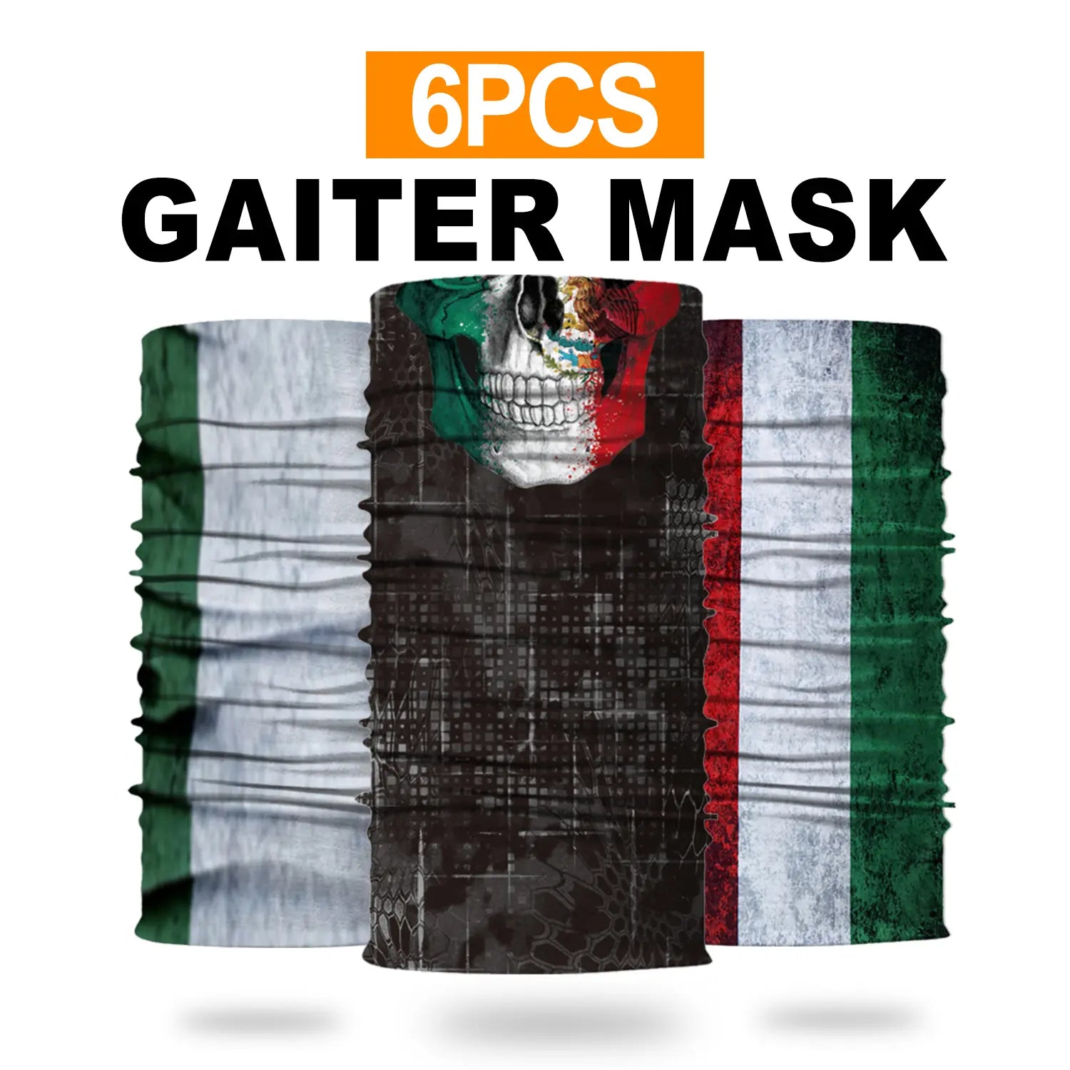 Venswell 6 Pics Mexican Neck Gaiter Face Mask Men Women,Seamless Bandana Rave Face Cover Scarf Mask,Balaclava,Headband, Head Wrap,Headwear