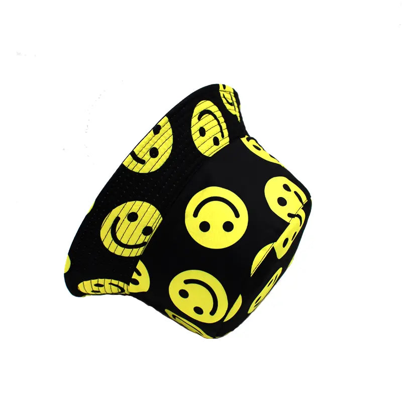 Happy Face Hot Trendy Black Yellow Reversible Bucket Hat Smiley Face