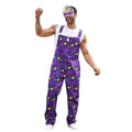 Yuanbang 2026 Spring New Style Men Mardi Gras Overalls Stretch Denim Bibs Work Coveralls Printed Jumpsuits Purple Romper Y2K Festival Outfits Holiday Gifts Menswear