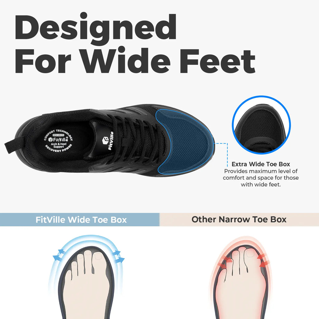 Fitville Men'S Alltraction Trail Shoes V1 Wide Fit Outdoor Shoes Rave Shoes High Instep Breathable Mesh Eva Insole Lightweight Mens Shoes Outdoorfun