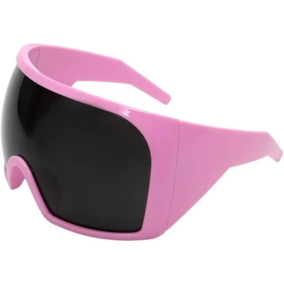 Futuristic Wrap around Sunglasses Rave Curved Lens UV400 Protection 2000'S Eyewear Oversized Y2K Sun Glasses Cool Steampunk Oversize Wrap around Sunglasses