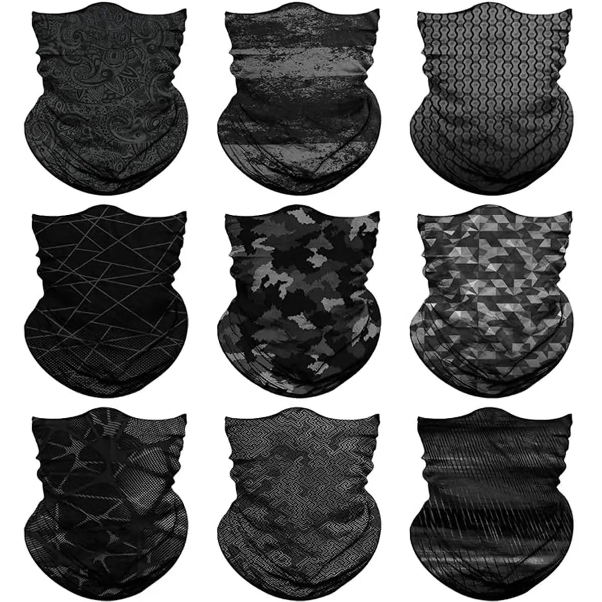 Venswell Neck Gaiter Face Mask Men Women,Seamless Bandana Rave Face Cover Scarf Mask,Balaclava,Headband, Head Wrap,Head，Gothic Style, Skulls, Demons—Must-Haves for Halloweenwear 9Pcs