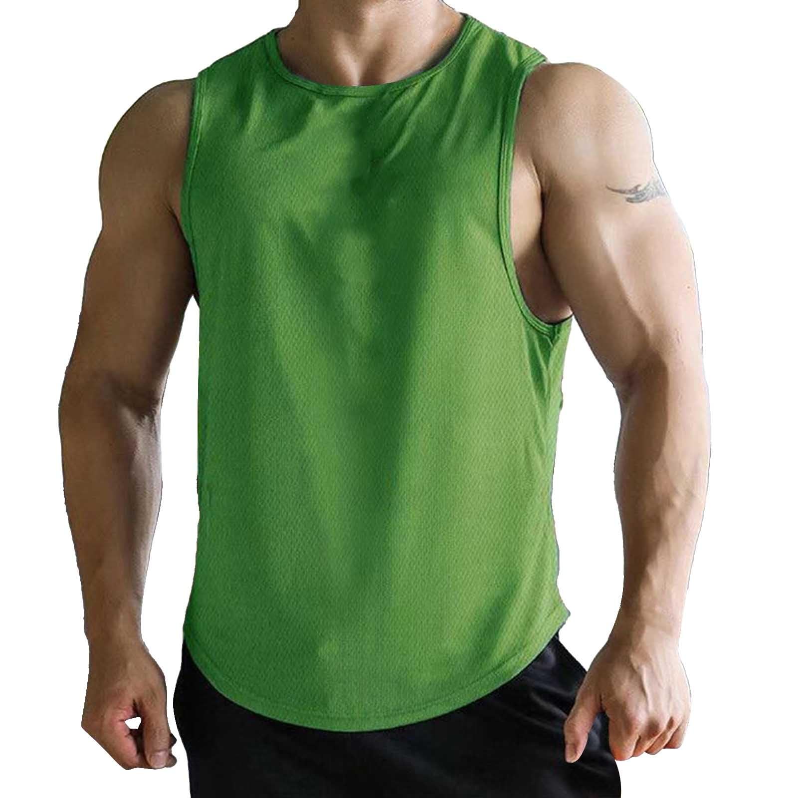Summer Vest for Men Mesh Breathable Quick Dry Gym Muscle Fitness Workout Sweatshirts Solid Color Sleeveless Tank Tops