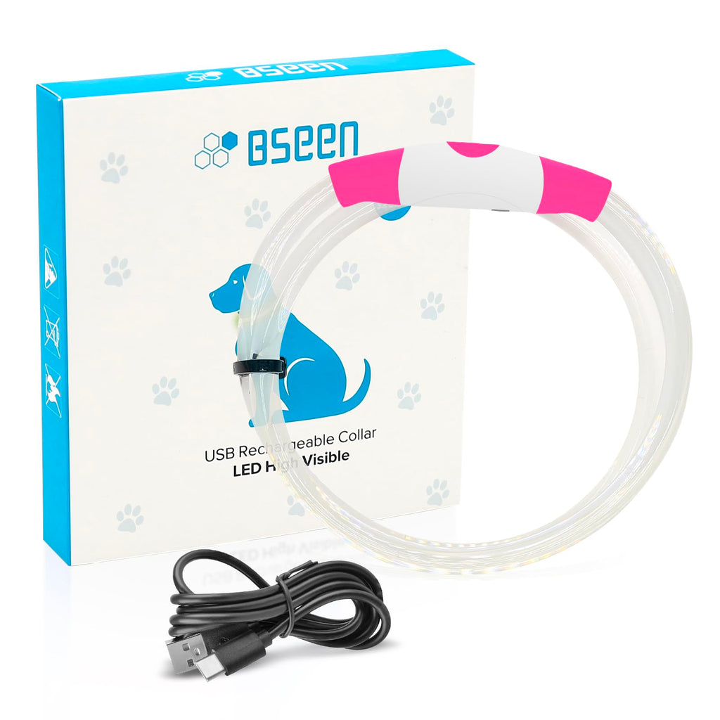 BSEEN Light Up Dog Collar, High Visibility LED Dog Collar Rechargeable- Rainproof TPU Cuttable Glowing Pet Collar for Small Dogs & Cats - Puppy Safety Lights for Night Walking (XS- Blue 40cm)
