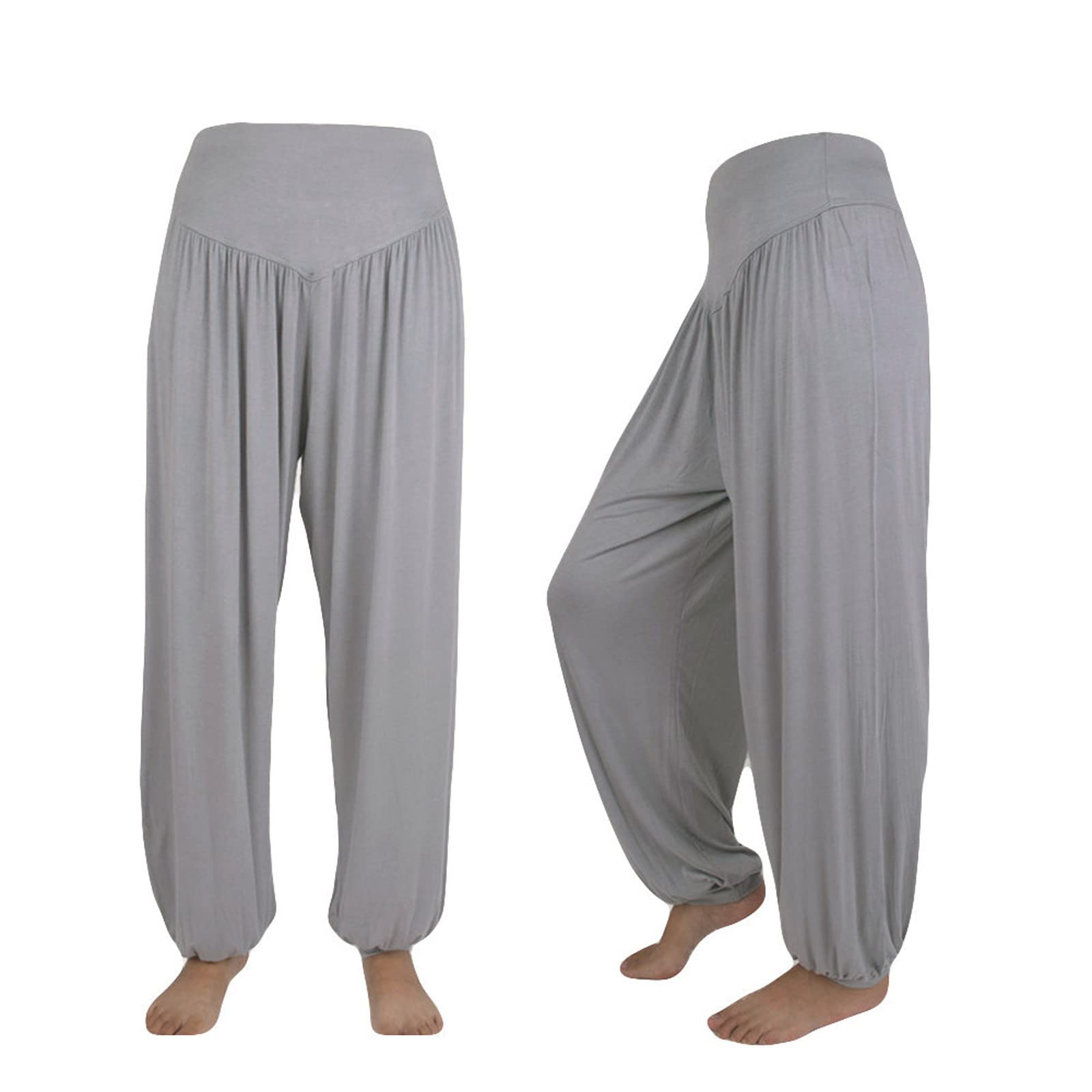Women Fashion Solid Loose Harem Pants Capri Baggy Pants Casual Cotton Long Pants Wide Leg Palazzo Yoga Lounge Trousers