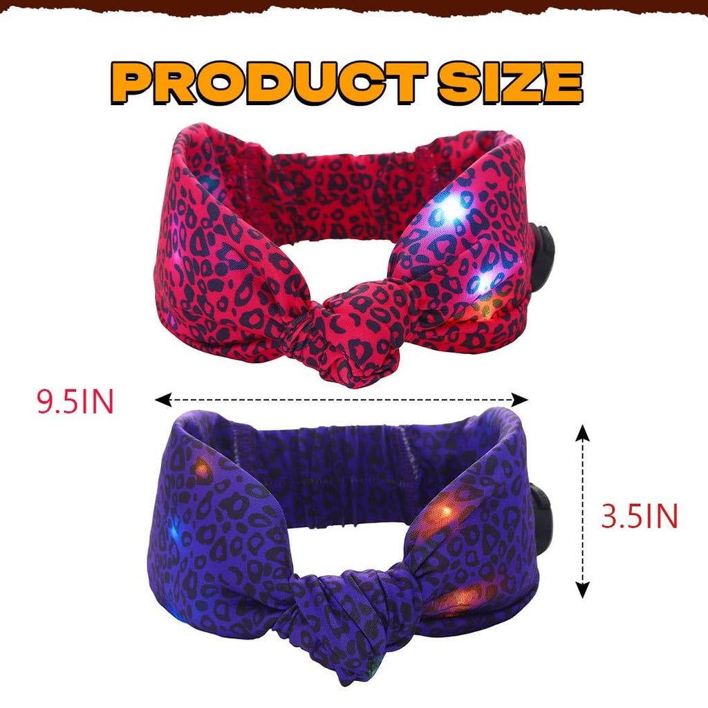 Asooll Light Up Cheetah Headband LED Leopard Print Headbands Glowing Hair Accessories for Women (Purple and Magenta)