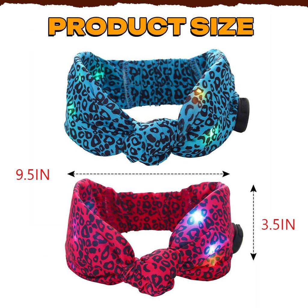 Asooll Light Up Cheetah Headband LED Leopard Print Headbands Glowing Hair Accessories for Women (Purple and Magenta)