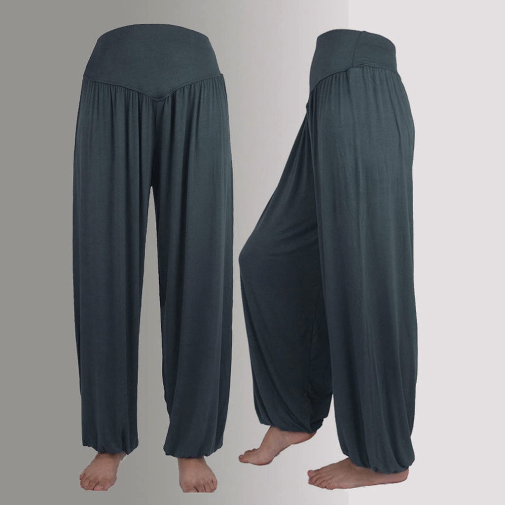 Women Fashion Solid Loose Harem Pants Capri Baggy Pants Casual Cotton Long Pants Wide Leg Palazzo Yoga Lounge Trousers