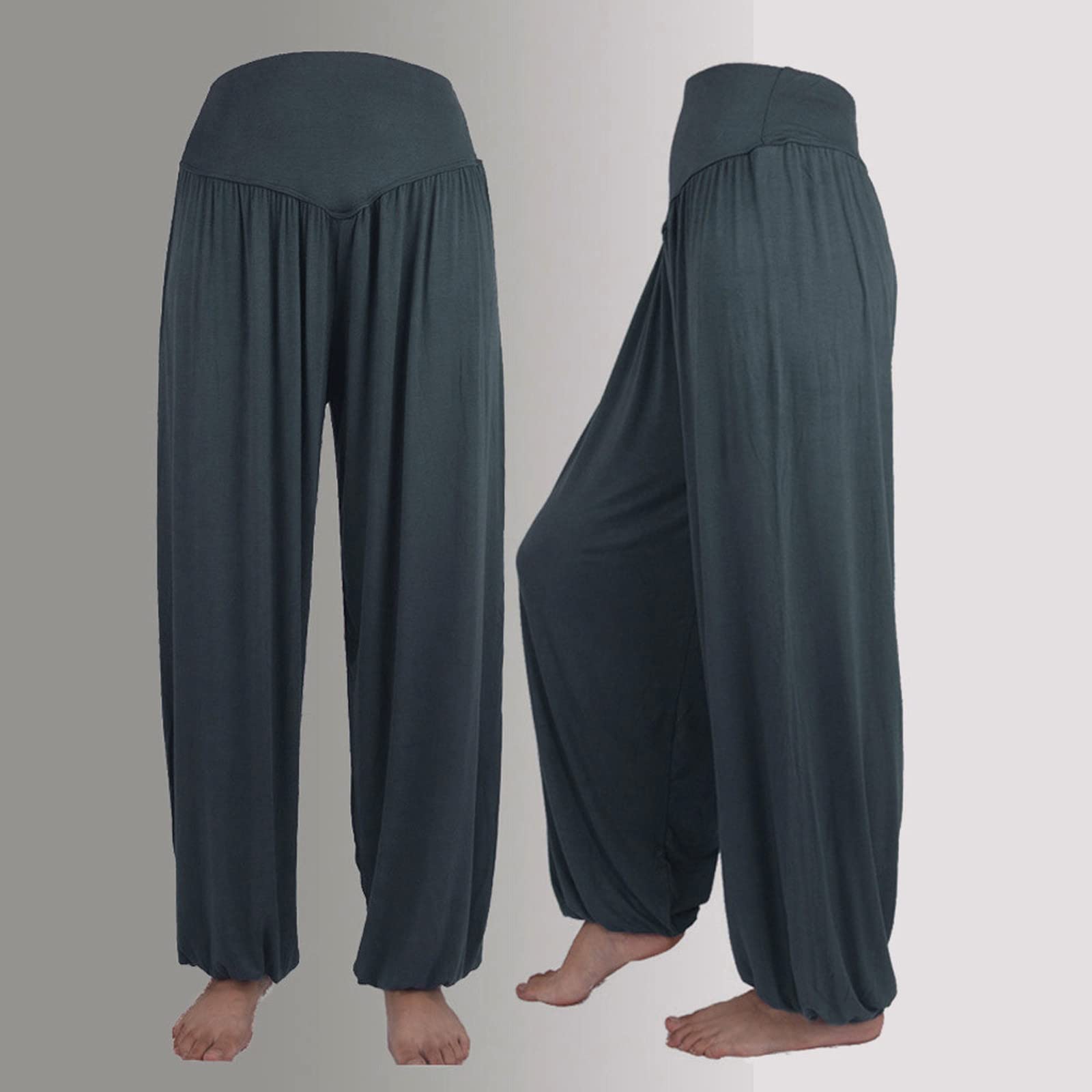 Women Fashion Solid Loose Harem Pants Capri Baggy Pants Casual Cotton Long Pants Wide Leg Palazzo Yoga Lounge Trousers