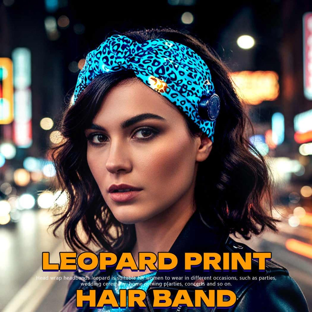 Asooll Light Up Cheetah Headband LED Leopard Print Headbands Glowing Hair Accessories for Women (Purple and Magenta)