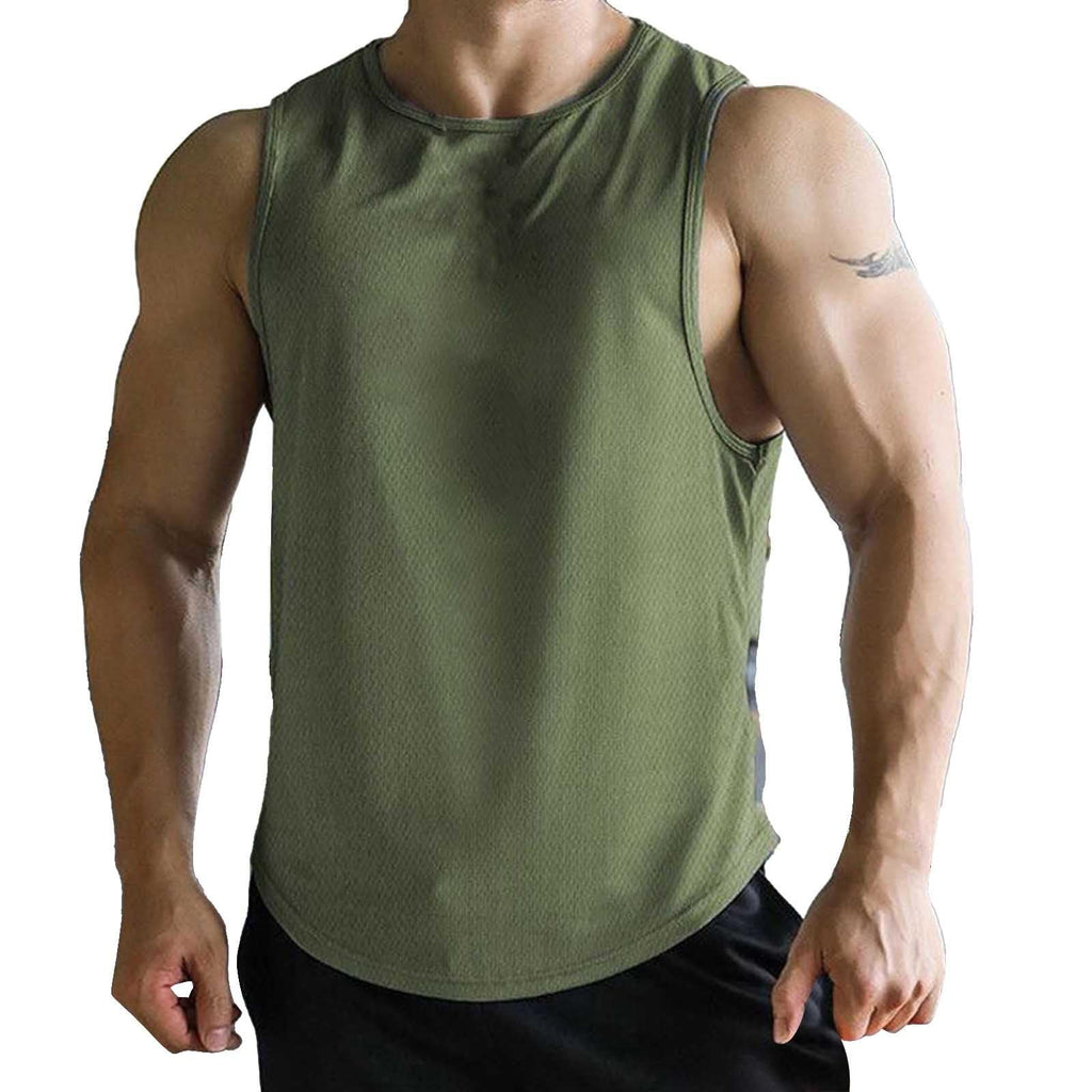 Summer Vest for Men Mesh Breathable Quick Dry Gym Muscle Fitness Workout Sweatshirts Solid Color Sleeveless Tank Tops