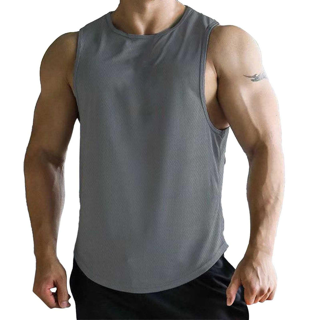 Summer Vest for Men Mesh Breathable Quick Dry Gym Muscle Fitness Workout Sweatshirts Solid Color Sleeveless Tank Tops