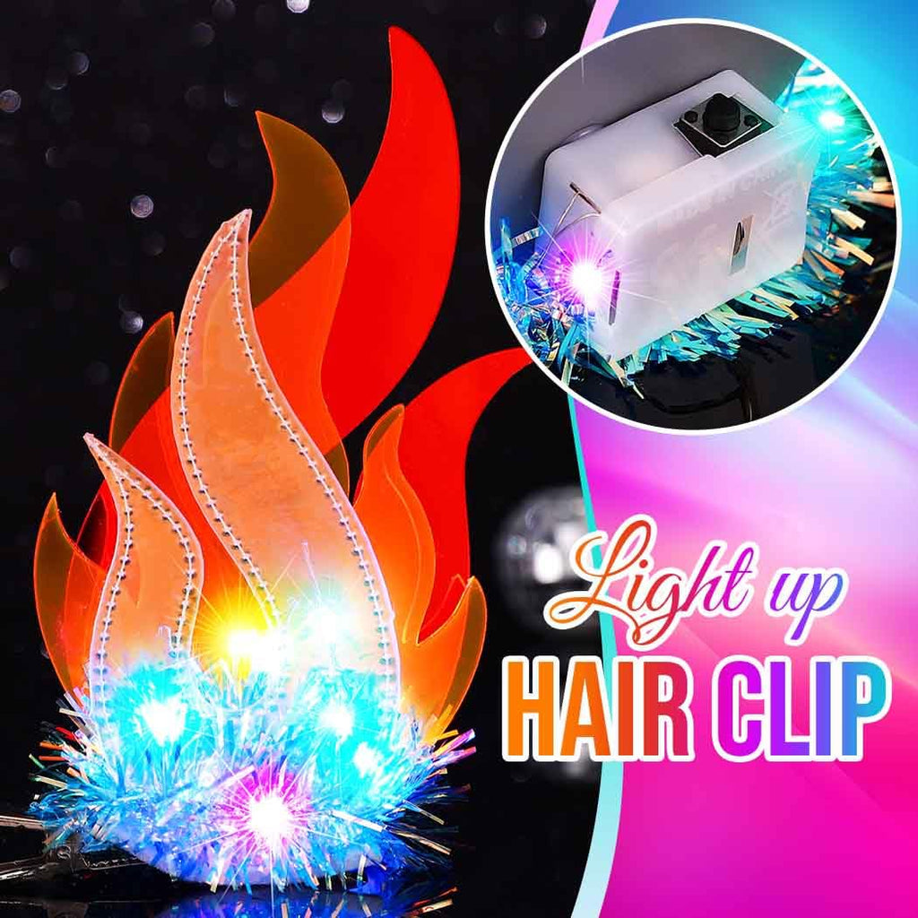 Catery Light Up Fire Hair Clip Flame Hair Pieces LED Festival Accessories for Women (Daily-Color Light)