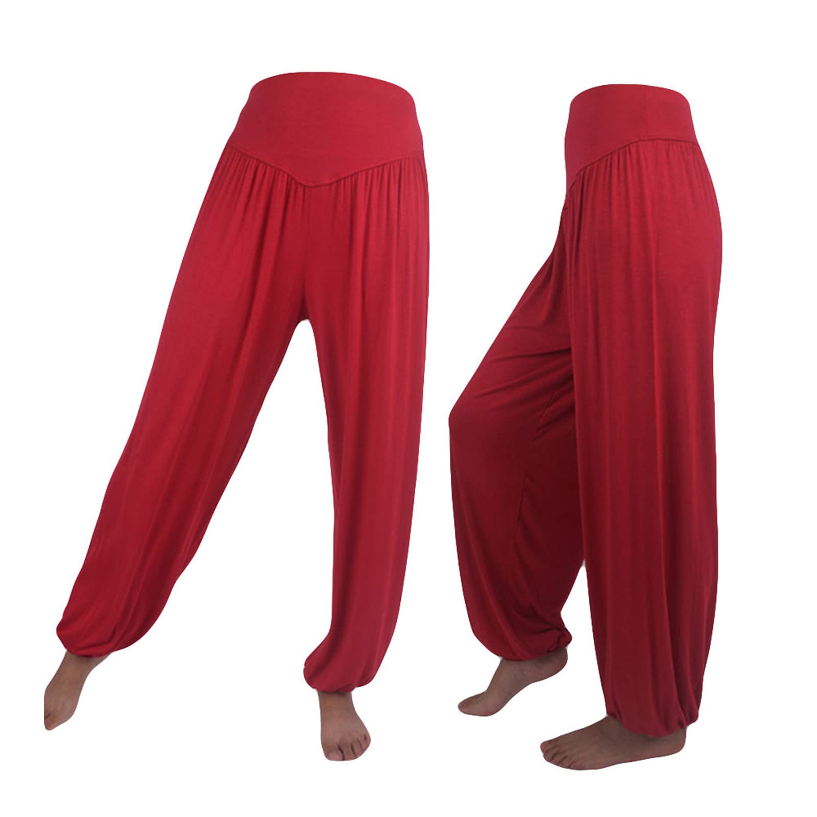 Women Fashion Solid Loose Harem Pants Capri Baggy Pants Casual Cotton Long Pants Wide Leg Palazzo Yoga Lounge Trousers