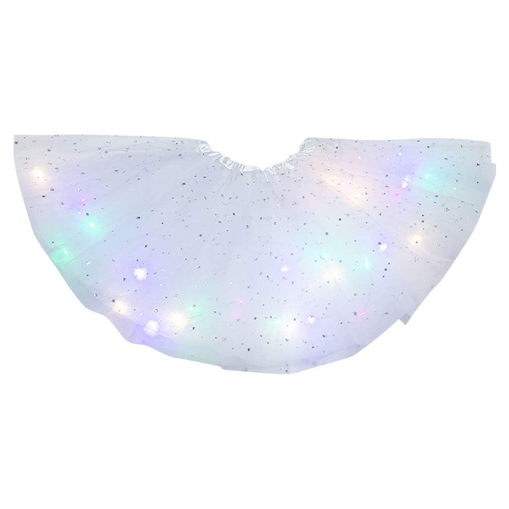 Women's Tutus Running Rave Dance Colorful Tutus Skirt LED Lights 3 Layer Mesh Puffy Ballerina Skirtes