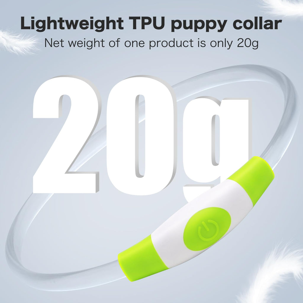BSEEN Light Up Dog Collar, High Visibility LED Dog Collar Rechargeable- Rainproof TPU Cuttable Glowing Pet Collar for Small Dogs & Cats - Puppy Safety Lights for Night Walking (XS- Blue 40cm)