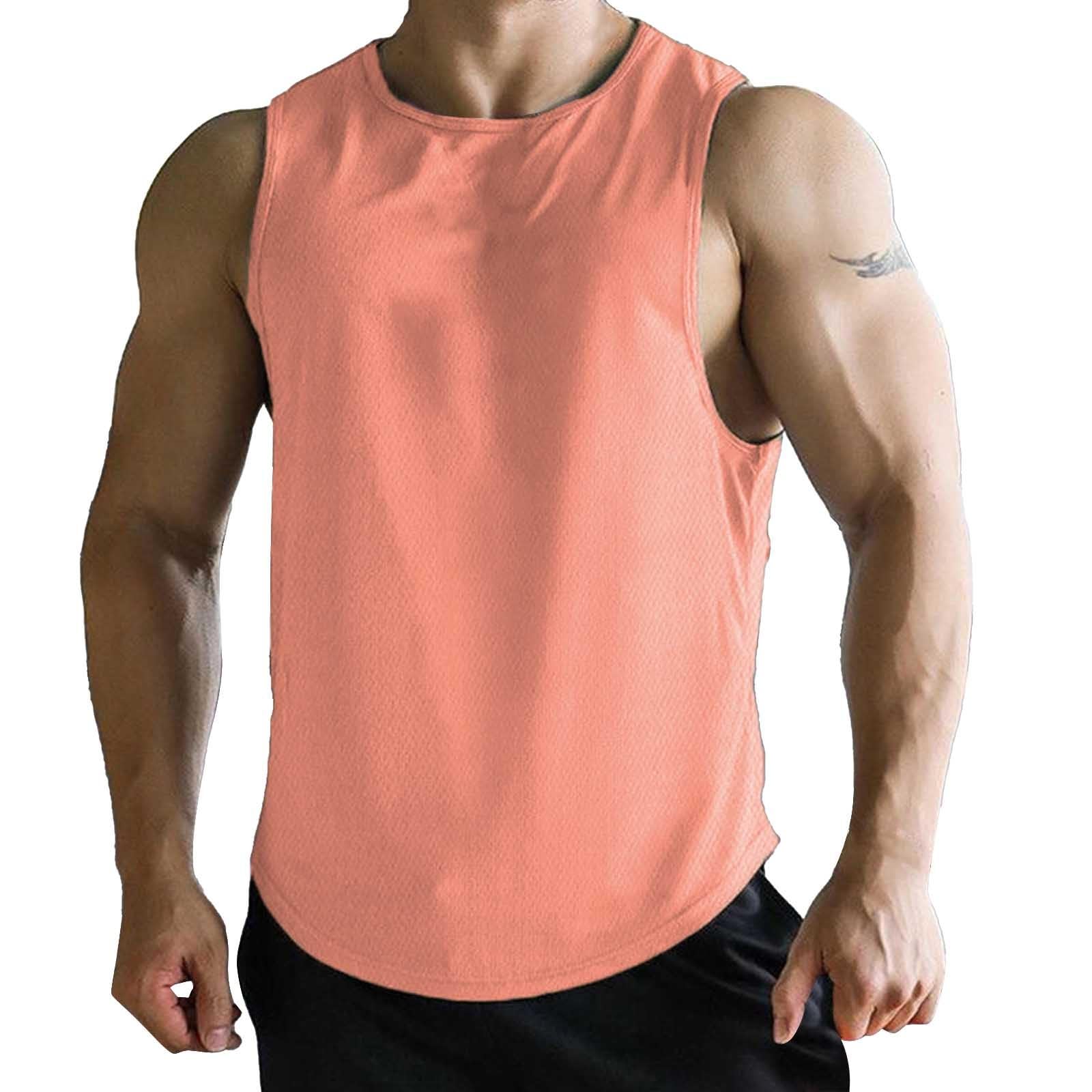 Summer Vest for Men Mesh Breathable Quick Dry Gym Muscle Fitness Workout Sweatshirts Solid Color Sleeveless Tank Tops