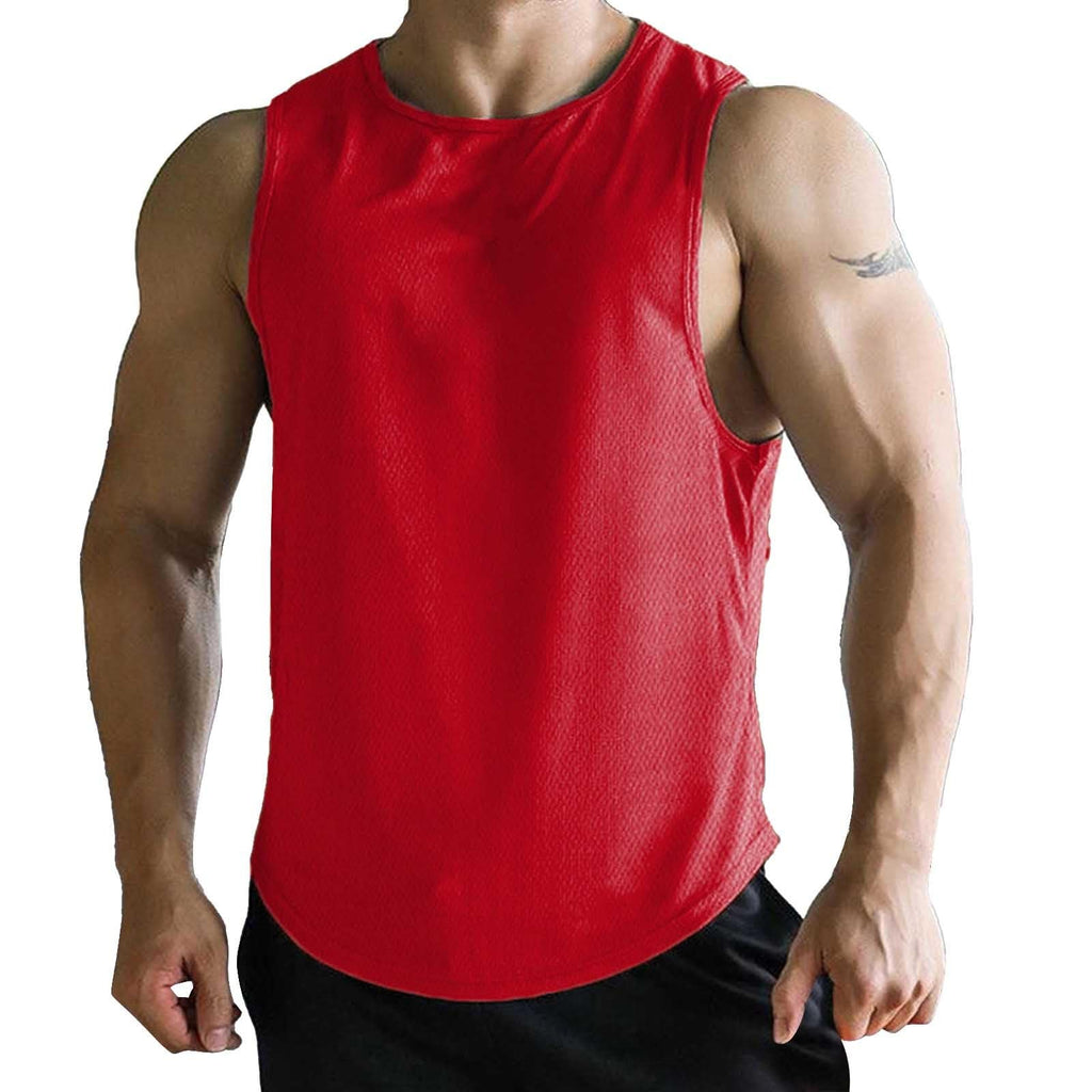 Summer Vest for Men Mesh Breathable Quick Dry Gym Muscle Fitness Workout Sweatshirts Solid Color Sleeveless Tank Tops