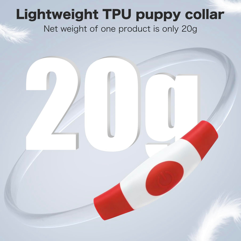 BSEEN Light Up Dog Collar, High Visibility LED Dog Collar Rechargeable- Rainproof TPU Cuttable Glowing Pet Collar for Small Dogs & Cats - Puppy Safety Lights for Night Walking (XS- Blue 40cm)