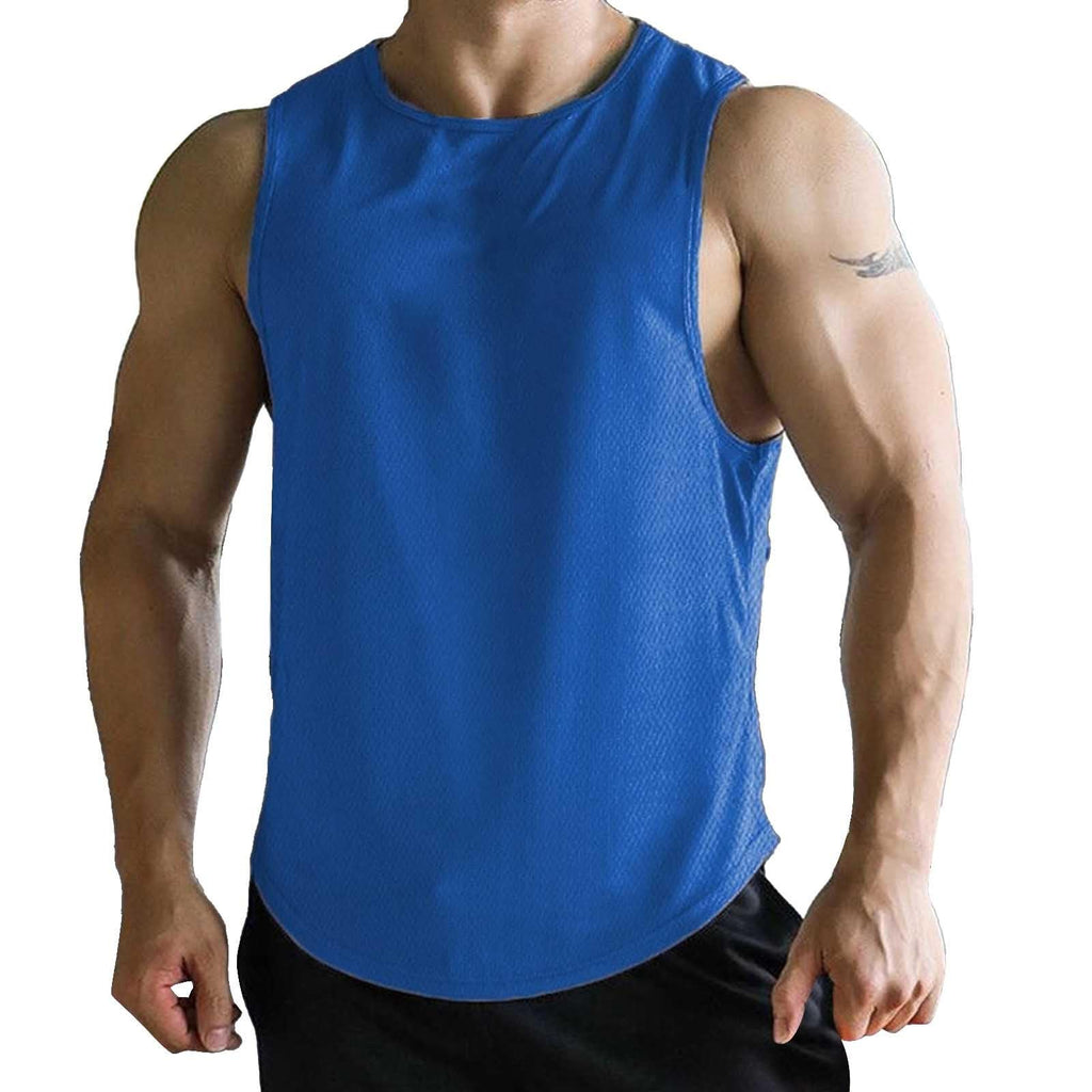 Summer Vest for Men Mesh Breathable Quick Dry Gym Muscle Fitness Workout Sweatshirts Solid Color Sleeveless Tank Tops
