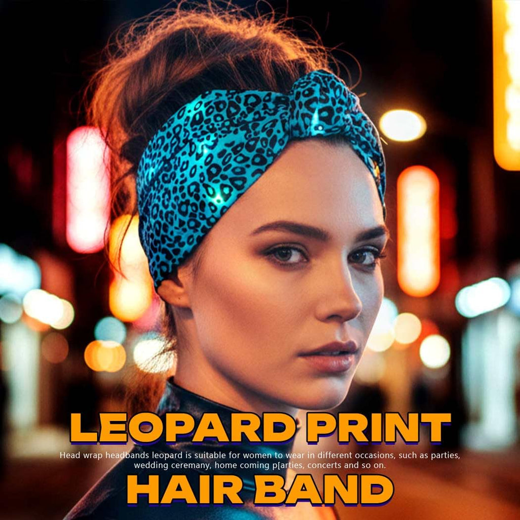 Asooll Light Up Cheetah Headband LED Leopard Print Headbands Glowing Hair Accessories for Women (Purple and Magenta)