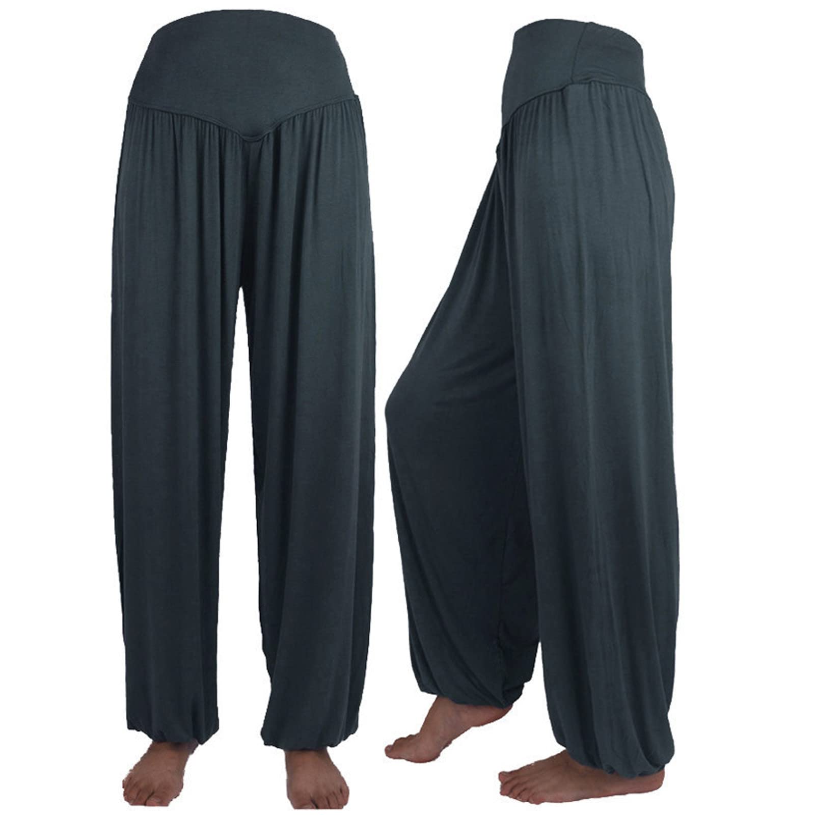 Women Fashion Solid Loose Harem Pants Capri Baggy Pants Casual Cotton Long Pants Wide Leg Palazzo Yoga Lounge Trousers
