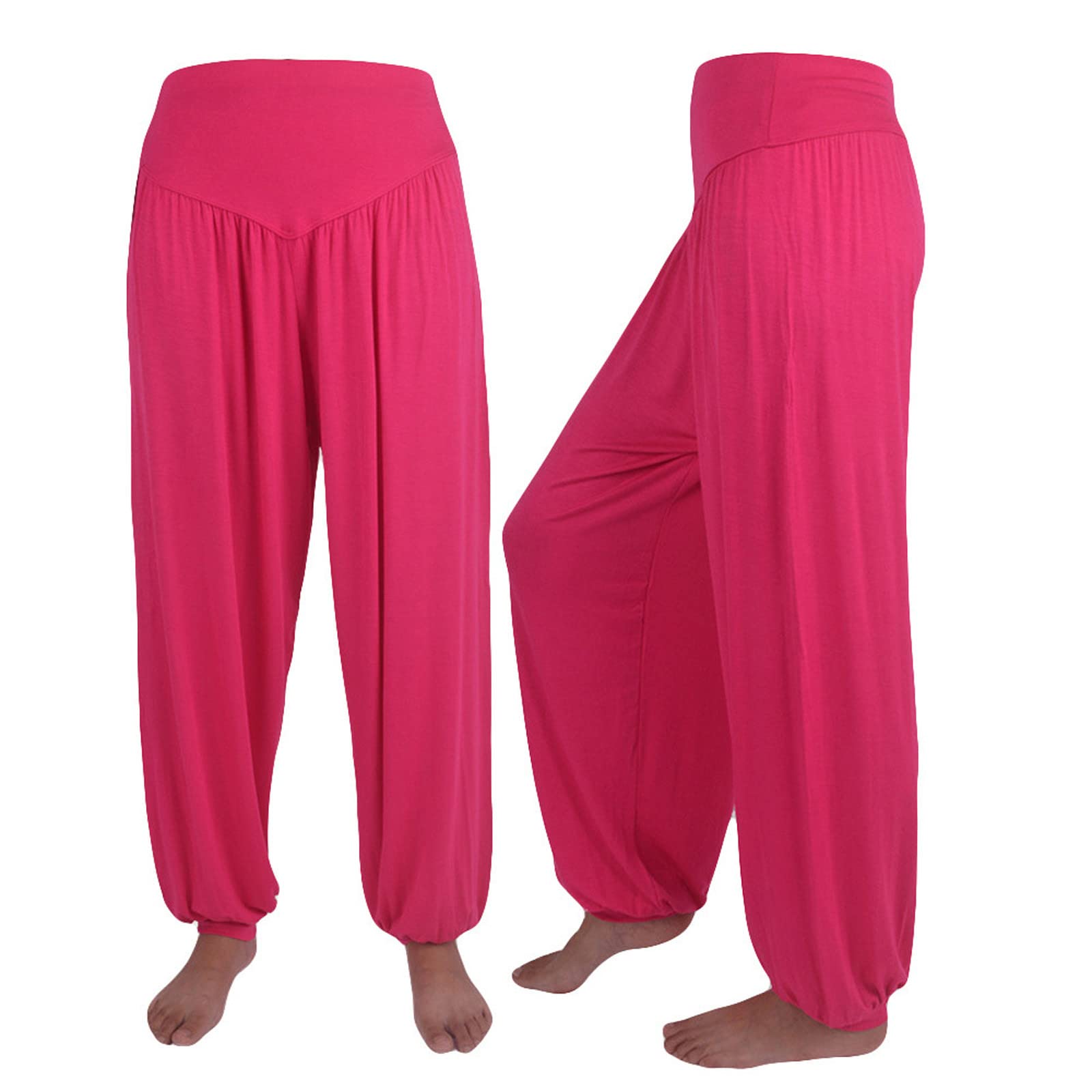 Women Fashion Solid Loose Harem Pants Capri Baggy Pants Casual Cotton Long Pants Wide Leg Palazzo Yoga Lounge Trousers