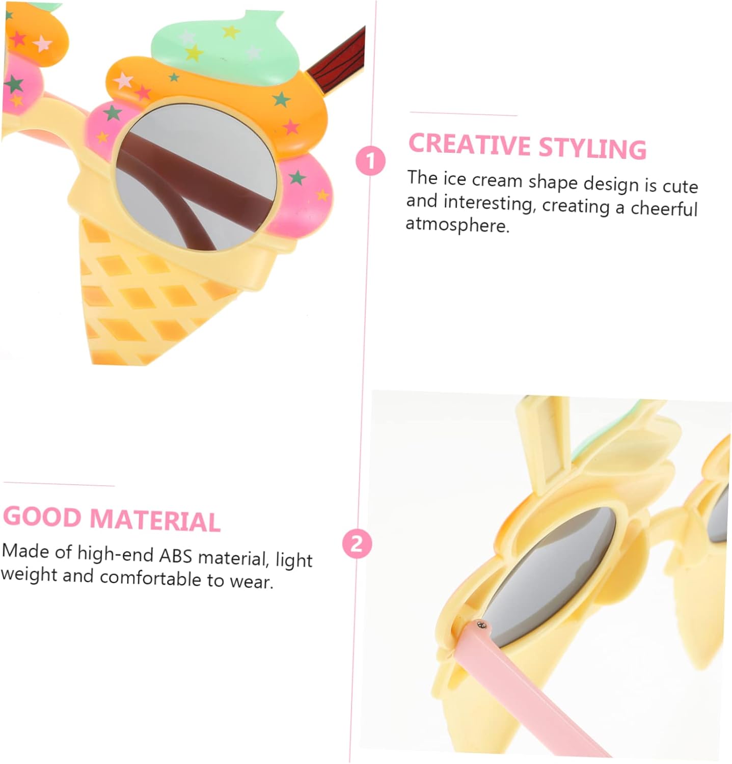 Funny Glasses Rave Cream Shaped Retro Beach Oversized Sunglasses Fancy Party Funny Eye Women LED Eye Cosplay Photo Props Abs