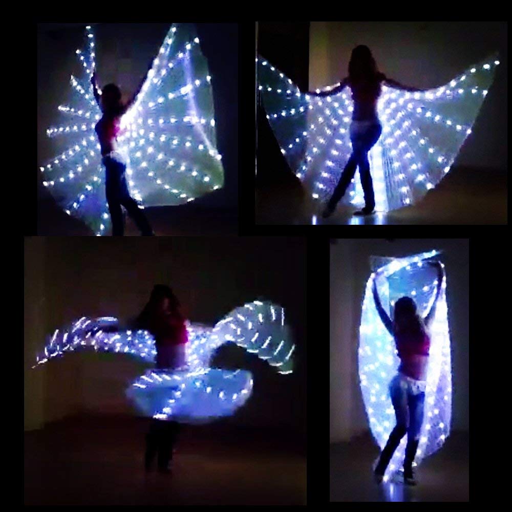 SHINYOU LED Isis Wings Glow Light Up Belly Dance Costumes with Sticks Performance Clothing Carnival Halloween