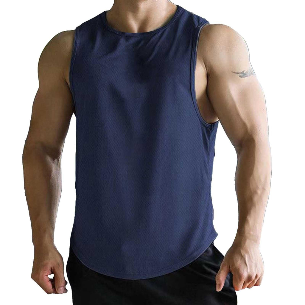 Summer Vest for Men Mesh Breathable Quick Dry Gym Muscle Fitness Workout Sweatshirts Solid Color Sleeveless Tank Tops