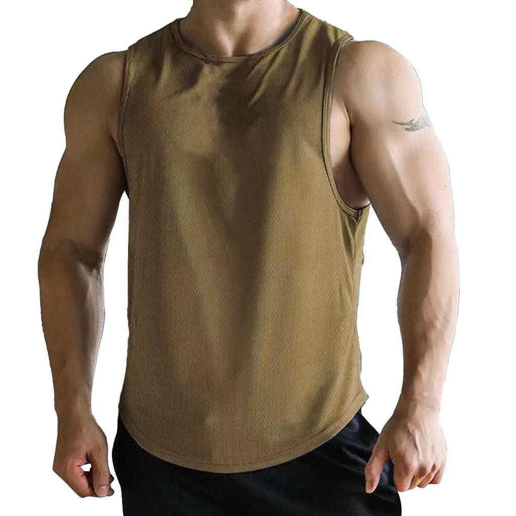 Summer Vest for Men Mesh Breathable Quick Dry Gym Muscle Fitness Workout Sweatshirts Solid Color Sleeveless Tank Tops
