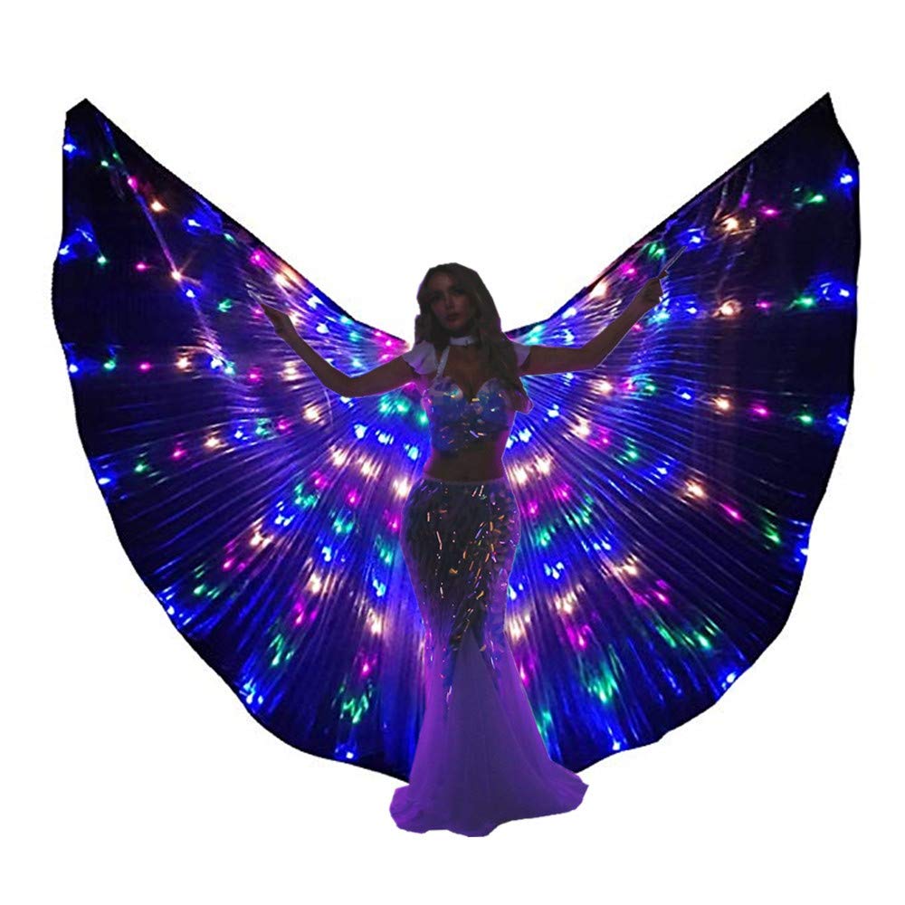SHINYOU LED Isis Wings Glow Light Up Belly Dance Costumes with Sticks Performance Clothing Carnival Halloween