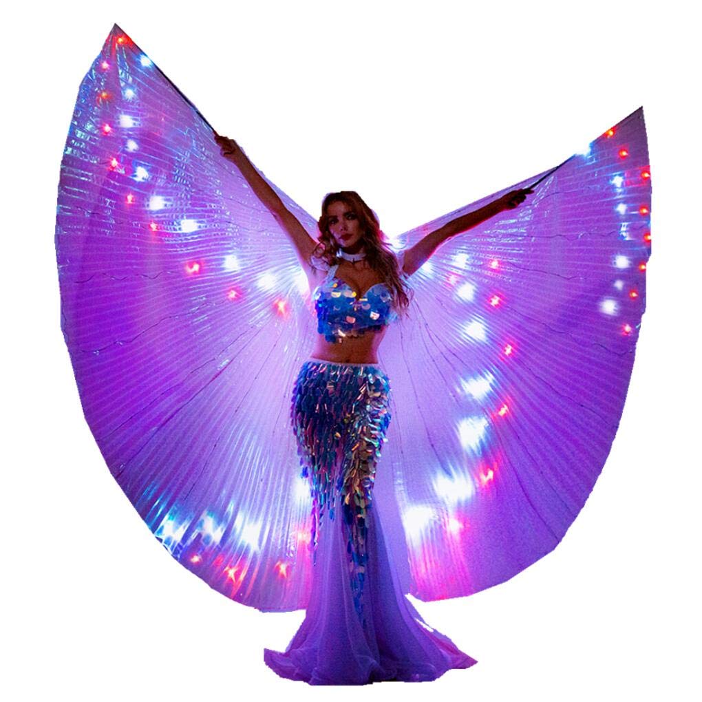 SHINYOU LED Isis Wings Glow Light Up Belly Dance Costumes with Sticks Performance Clothing Carnival Halloween