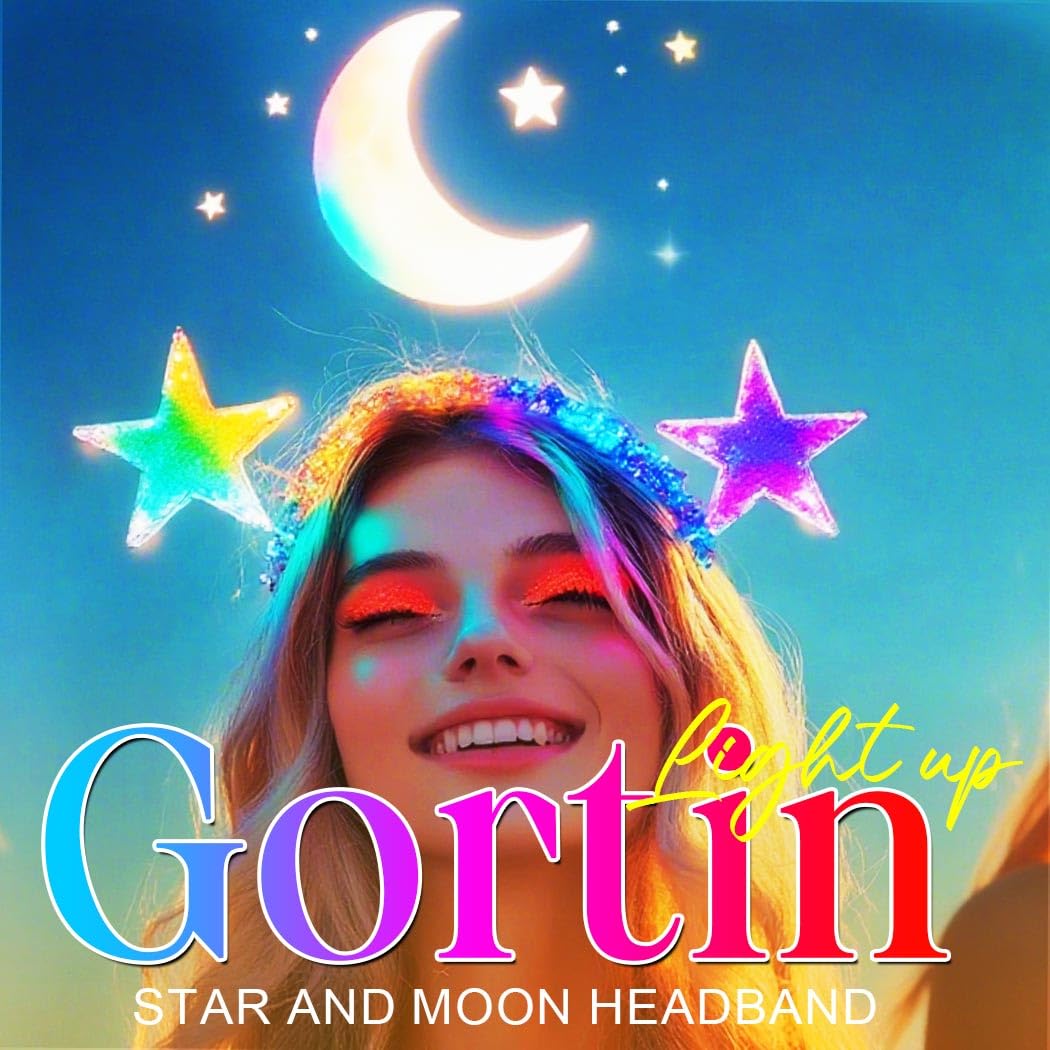 Gortin Light up Stars Hair Clips LED Moon Headpiece Festival Cosplay Costume Hair Accessories for Women
