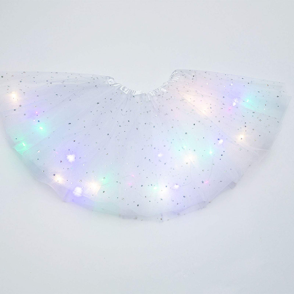 Women's Tutus Running Rave Dance Colorful Tutus Skirt LED Lights 3 Layer Mesh Puffy Ballerina Skirtes