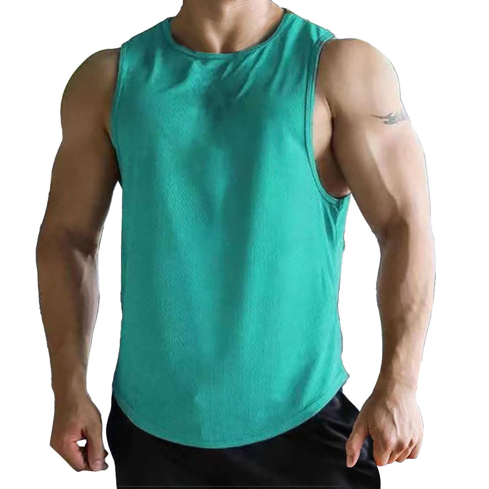 Summer Vest for Men Mesh Breathable Quick Dry Gym Muscle Fitness Workout Sweatshirts Solid Color Sleeveless Tank Tops