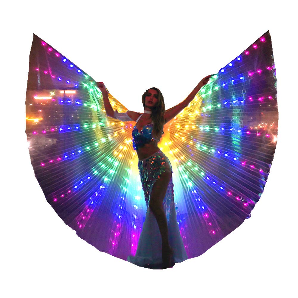 SHINYOU LED Isis Wings Glow Light Up Belly Dance Costumes with Sticks Performance Clothing Carnival Halloween