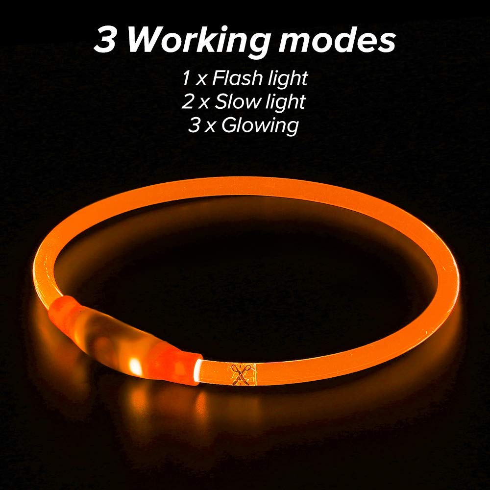 BSEEN Light Up Dog Collar, High Visibility LED Dog Collar Rechargeable- Rainproof TPU Cuttable Glowing Pet Collar for Small Dogs & Cats - Puppy Safety Lights for Night Walking (XS- Blue 40cm)