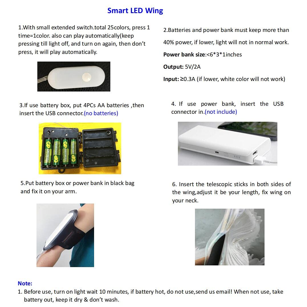 SHINYOU LED Isis Wings Glow Light Up Belly Dance Costumes with Sticks Performance Clothing Carnival Halloween