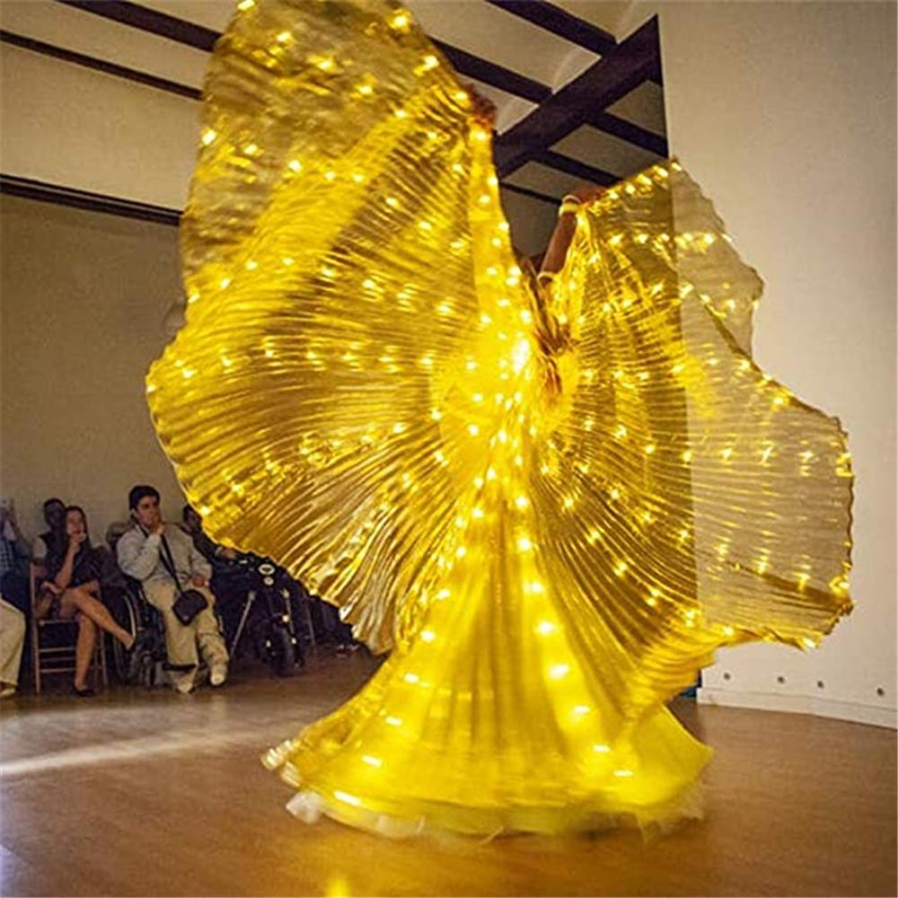 SHINYOU LED Isis Wings Glow Light Up Belly Dance Costumes with Sticks Performance Clothing Carnival Halloween