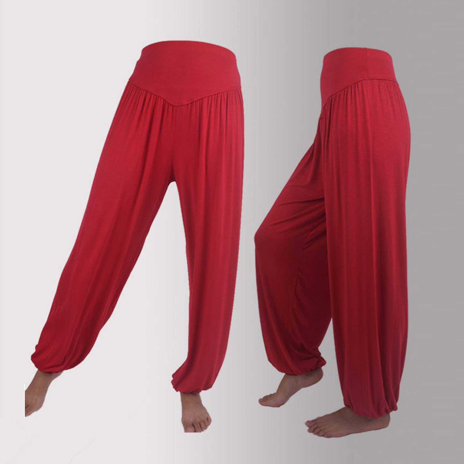 Women Fashion Solid Loose Harem Pants Capri Baggy Pants Casual Cotton Long Pants Wide Leg Palazzo Yoga Lounge Trousers