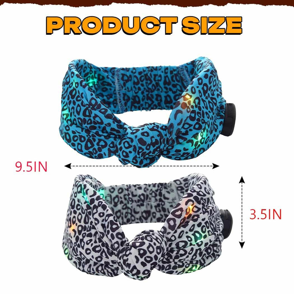 Asooll Light Up Cheetah Headband LED Leopard Print Headbands Glowing Hair Accessories for Women (Purple and Magenta)